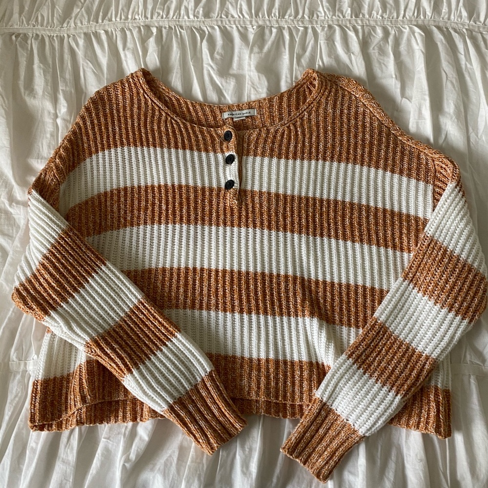 AE orange and white striped sweater